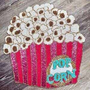 Pink and Red Popcorn Bucket Shaped glass Beaded Placemat